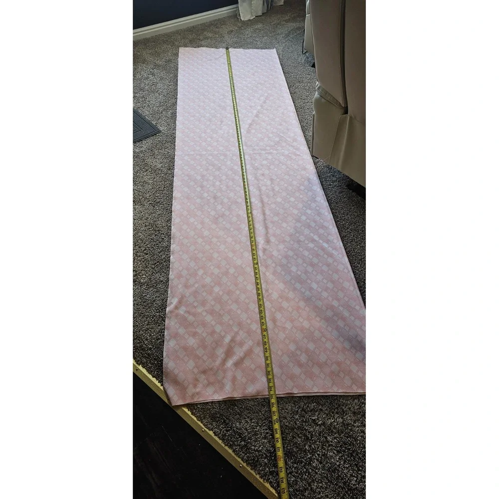 1970s Vintage Light Salmon Pink Cream Flower Power Diagonal Geometric Fabric #53